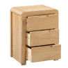 Curve 3 Drawer Bedside Oak Veneer opened