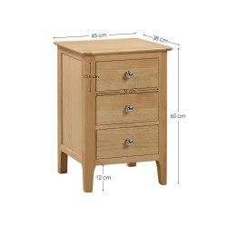 Cotswold 3 Drawer Bedside Oak Veneer dimensions