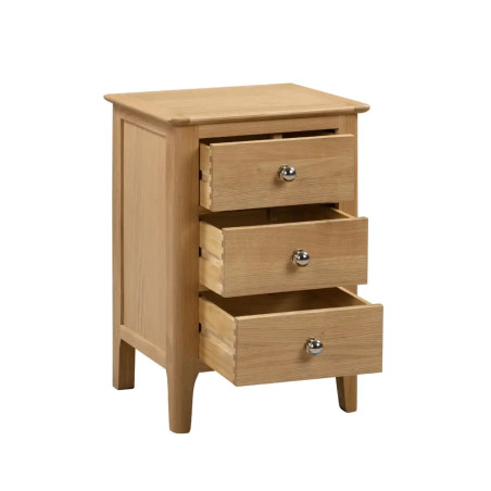 Cotswold 3 Drawer Bedside Oak Veneer open