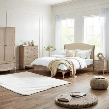 Camille 2 Drawer Bedside Light Brown room view