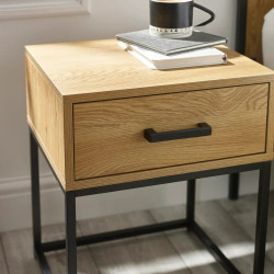 Harlow 1 Drawer Bedside Table Light Oak Effect  drawers