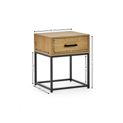 Harlow 1 Drawer Bedside Table Light Oak Effect dimensions