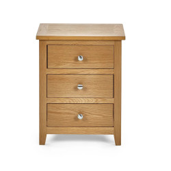 Mallory 3 Drawer Bedside Oak Veneer front