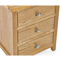 Mallory 3 Drawer Bedside Oak Veneer handles