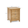 Mallory 3 Drawer Bedside Oak Veneer dimensions