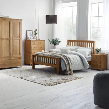 Mallory 3 Drawer Bedside Oak Veneer room view
