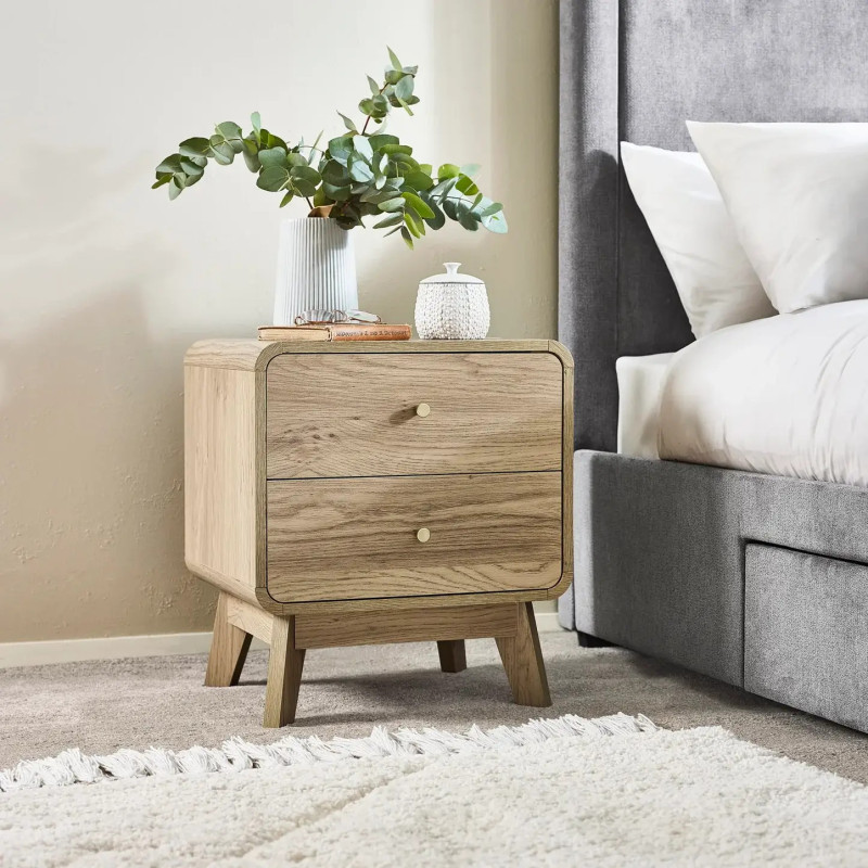 Ingrid 2 Drawer Bedside Oak