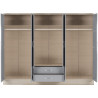 Nevada 6 Door 2 Drawer Mirrored Wardrobe Grey Gloss/Light Oak Effect Veneer - Home Divine