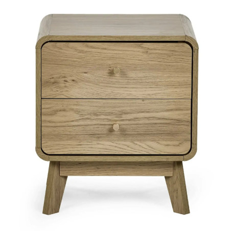 Ingrid 2 Drawer Bedside Oak front