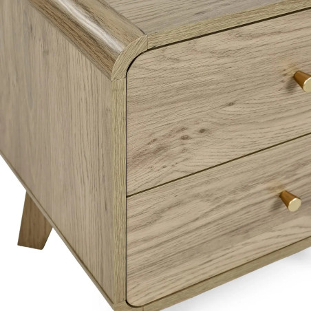 Ingrid 2 Drawer Bedside Oak corner