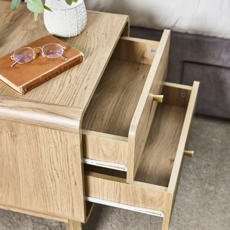 Ingrid 2 Drawer Bedside Oak internal