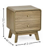 Ingrid 2 Drawer Bedside Oak dimensions