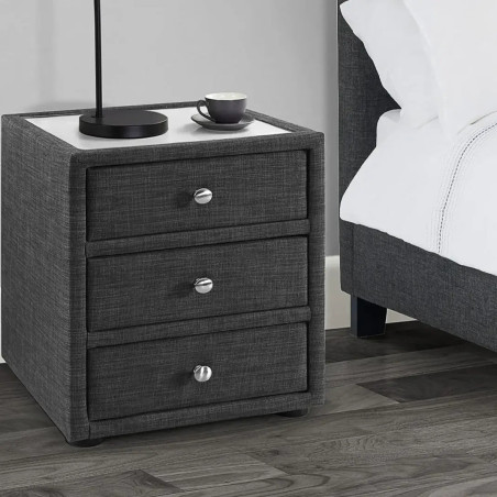 Sorrento 3 Drawer Bedside Slate Grey Linen