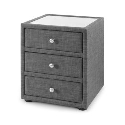 Sorrento 3 Drawer Bedside Slate Grey Linen closed