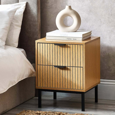 Sia 2 Drawer Bedside Oak Effect
