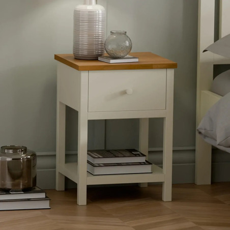 Coxmoor 1 Drawer Bedside Oak and ivory