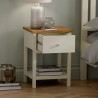 Coxmoor 1 Drawer Bedside Oak and ivory opened