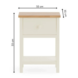 Coxmoor 1 Drawer Bedside Oak and ivory dimensions