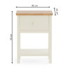 Coxmoor 1 Drawer Bedside Oak and ivory dimensions