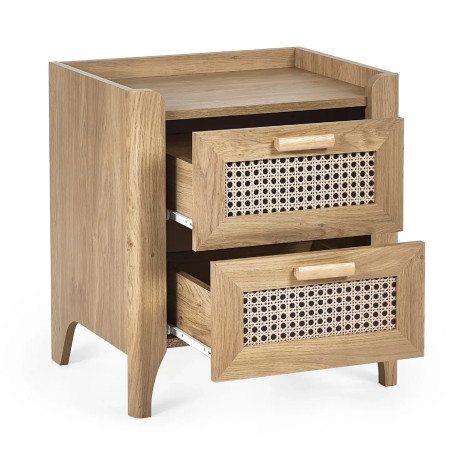 Sydney 2 Drawer Bedside Natural Oak Effect opened
