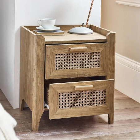 Sydney 2 Drawer Bedside Natural Oak Effect top