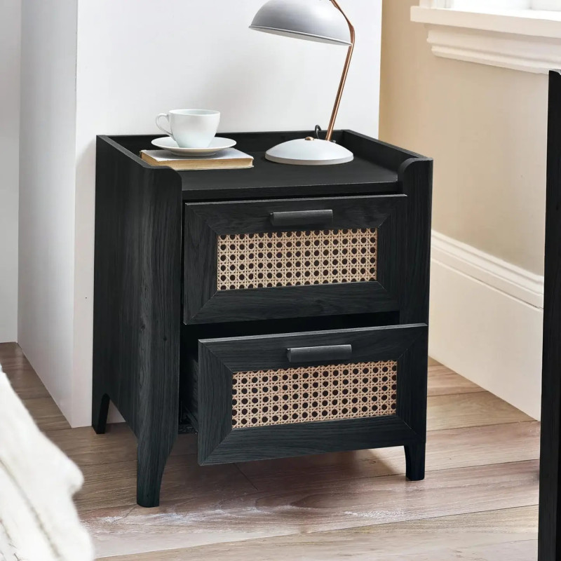 Sydney 2 Drawer Bedside black