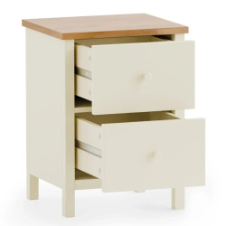 Coxmoor 2 Drawer Bedside Oak and ivory opened