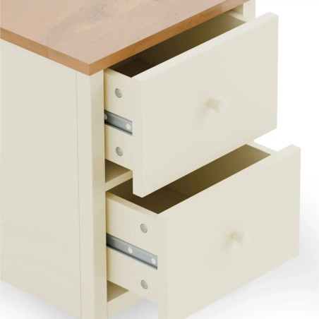 Coxmoor 2 Drawer Bedside Oak and ivory runners