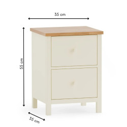 Coxmoor 2 Drawer Bedside Oak and ivory dimensions