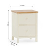 Coxmoor 2 Drawer Bedside Oak and ivory dimensions
