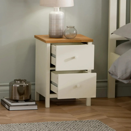 Coxmoor 2 Drawer Bedside Oak and ivory room view
