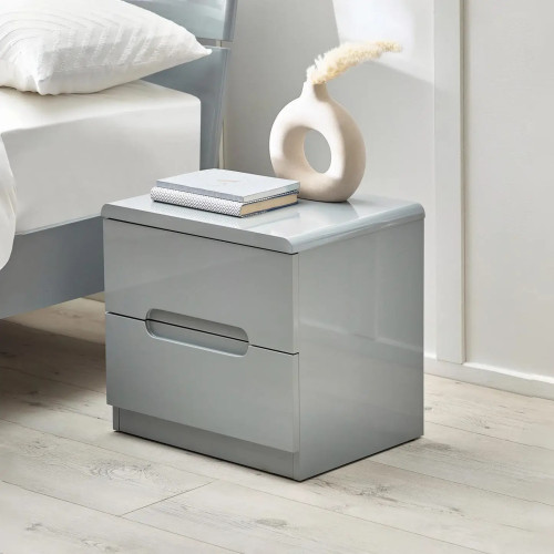 Manhattan 2 Drawer Bedside Grey high gloss