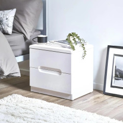 Manhattan 2 Drawer Bedside White high gloss