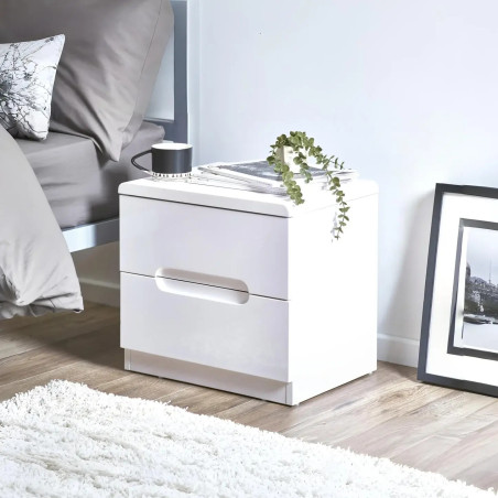 Manhattan 2 Drawer Bedside White high gloss