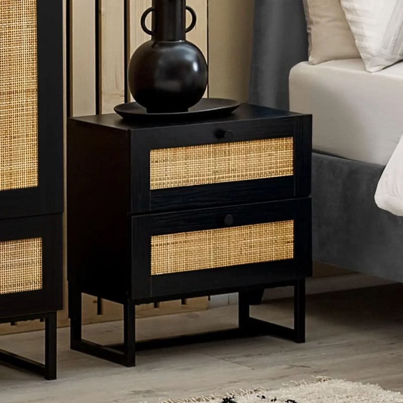 Padstow 2 Drawer Bedside black
