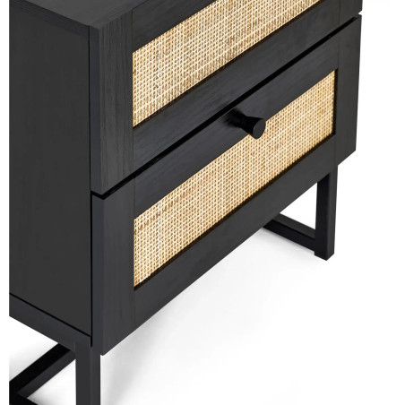 Padstow 2 Drawer Bedside black handle
