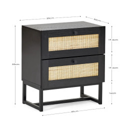 Padstow 2 Drawer Bedside black dimensions