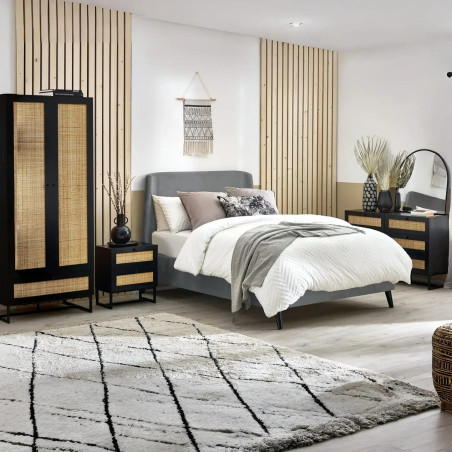 Padstow 2 Drawer Bedside black bedroom view