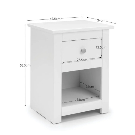 Radley 1 Drawer Bedside white dimensions