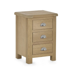 Memphis Limed Oak 3 Drawer Bedside closed
