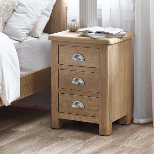 Memphis Limed Oak 3 Drawer Bedside