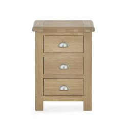 Memphis Limed Oak 3 Drawer Bedside front