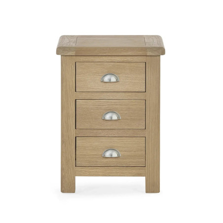 Memphis Limed Oak 3 Drawer Bedside front