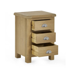 Memphis Limed Oak 3 Drawer Bedside opened