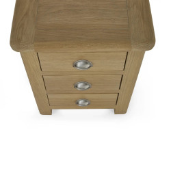 Memphis Limed Oak 3 Drawer Bedside top