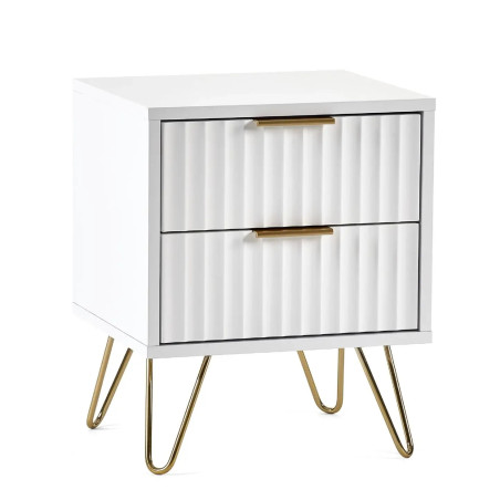 Murano 2 Drawer Bedside in Matt White closed