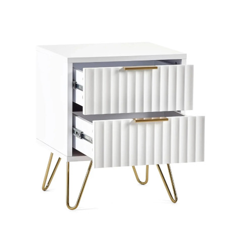 Murano 2 Drawer Bedside in Matt White opened