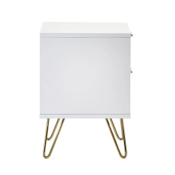 Murano 2 Drawer Bedside in Matt White side