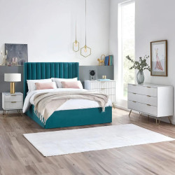 Murano 2 Drawer Bedside in Matt White room view