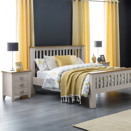 Richmond 3 Drawer Bedside Elephant Grey Lacquer room view